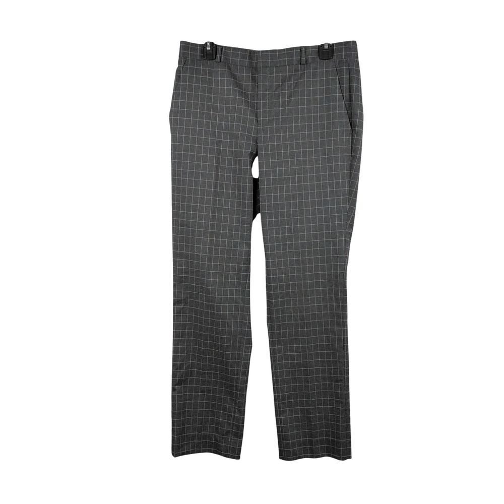Banana Republic‎ Ryan Slim Fit Plaid Dress Pants Womens Size 8 Charcoal Gray